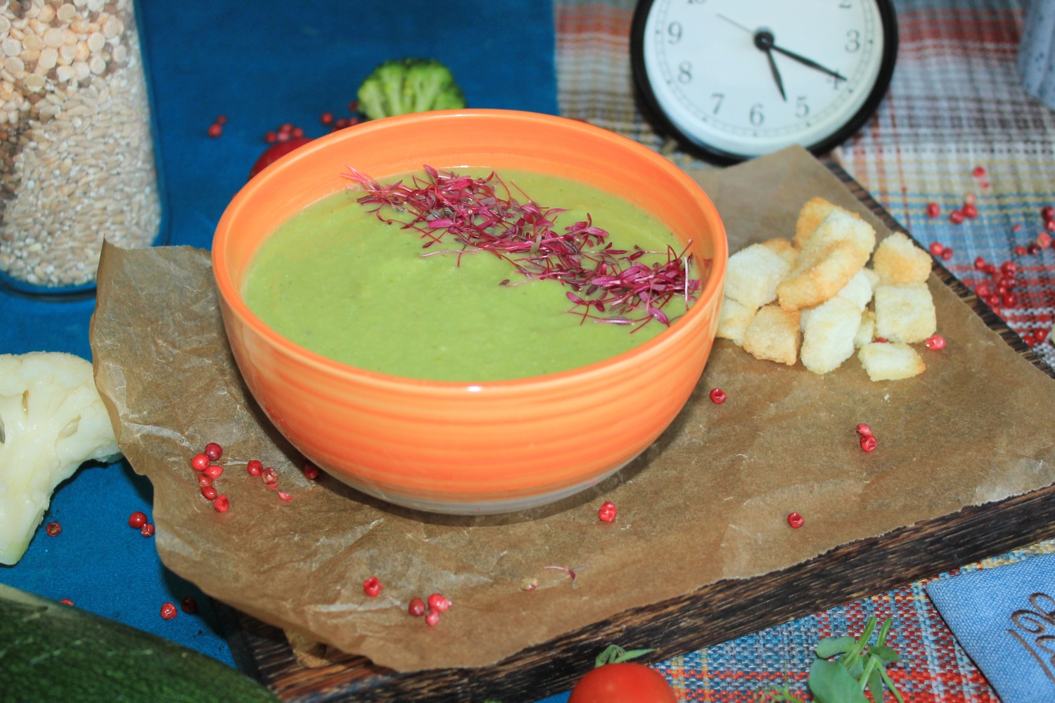 Суп пюре из брокколи и зеленого горошка, 250 г